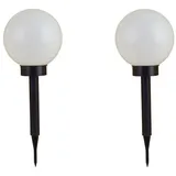 Buri Kugelleuchte Kunststoff 2er Set Solar LED weiß