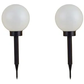 Buri Kugelleuchte Kunststoff 2er Set Solar LED weiß