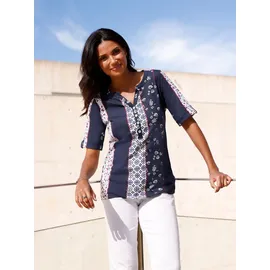 Classic Basics Kurzarmshirt CLASSIC BASICS "Kurzarm-Shirt", Damen, Gr. 40, bunt (marine, erdbeere, bedruckt), 100% Baumwolle, geblümt, gemustert, mehrfarbig, Rundhals, Shirts