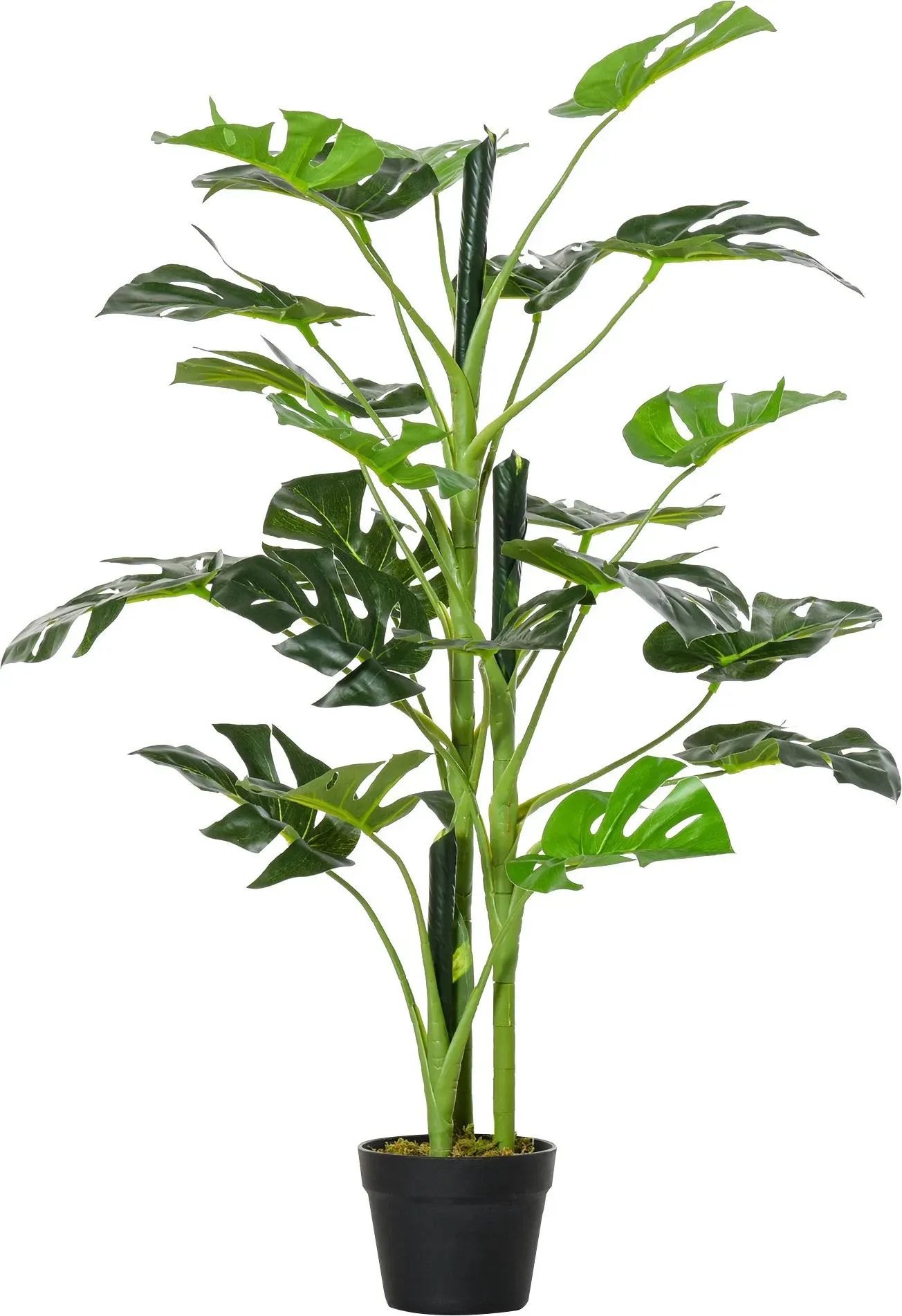 Outsunny Künstliche Monstera Pflanze künstlicher Baum mit 21 Blättern im Zementtopf, für drinnen oder draußen, Maße Ø16 x 100H cm   Aosom