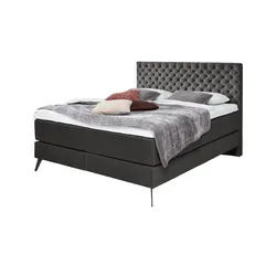 Boxspringbett  Cumberland , grau , Maße (cm): B: 162 H: 130 T: 211