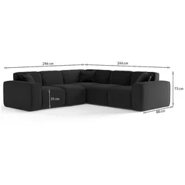 Fun Möbel Ecksofa Designersofa CELES PREMIUM in Stoff Opera Velvet Sand Seite Universal