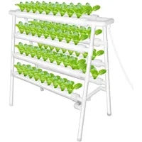 Kalolary Hydroponic System mit Timer, 4 Schichten Hydroponic Grow Kit 72 Löcher Hydroponic System Grow Kit mit Wasserpumpe Schlauch PVC Hydroponic Pipe für Haus Balkon Garten Balkongemüse