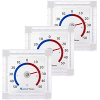 3 Stück Fensterthermometer selbstklebend analog Außen Fenster Thermometer Set