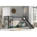 M&S Halbhochbett Pino 90 x 200 cm Kiefer massiv grau lackiert