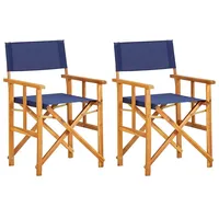 vidaXL Regiestuhl 55 x 56 x 88 cm natur/blau klappbar 2 St.