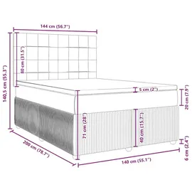 vidaXL Boxspringbett mit Matratze Taupe 140x200 cm Stoff