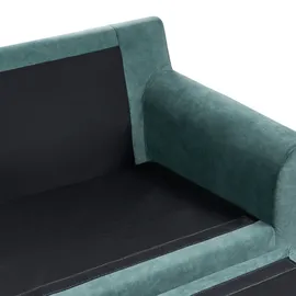 Beliani Ecksofa Blaugrün aus Samtstoff L-Förmig Rechtsseitig Universal Traditionell Wohnzimmer - Blau/Schwarz