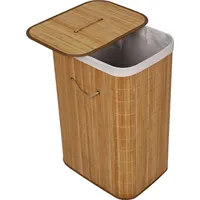 Wiltec 62925 Wäschekorb mit Deckel Bambus faltbare Wäschebox mit Tragegriffen zum Sortieren von Schmutzwäsche