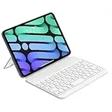 HOU Tastatur Hülle für iPad Mini 7. Generation 2024, Ultra Slim Wireless Tastatur Nur 210g, Magnetische Tastatur Hülle Kompatibel mit iPad Mini 6 (8.3), Weiß, QWERTZ