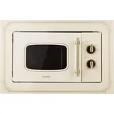 Klarstein Victoria 20 Einbau-Mikrowelle - Retro, 20 L, 800 W Mikrowellen-/1000 W Grillleistung, 3 Kombi-Funktionen, Edelstahl, inkl. Einbaurahmen, elfenbein
