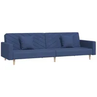 vidaXL Schlafsofa 2-Sitzer mit 2 Kissen Blau Stoff