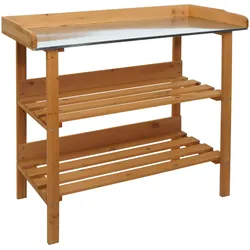 Mendler Pflanztisch HWC-O14, Gärtnertisch Blumentisch Pflanzregal, Outdoor Holz Tanne FSC®-zertifiziert, 86x92x41cm ~ natur