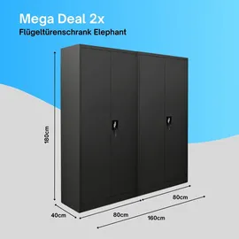Proregal ELEPHANT Aktenschrank 180x80x40 cm Schwarz