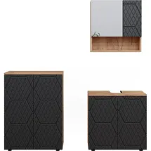 Vicco Badmöbel-Set Irma Eiche Anthrazit 3-teilig Kommode Waschbeckenschrank 60 cm