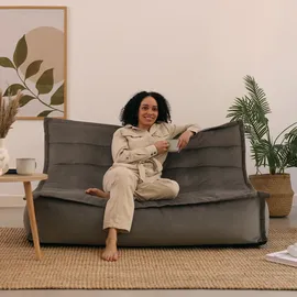 I.C.O.N. icon Sitzsack Sofa Skandi, Samt , Anthrazit, Kunststoff, 2-Sitzer, 140x72x100 cm, Hergestellt in Deutschland, Oeko-Tex® Standard 100, Wohnzimmer, Hocker, Sitzsäcke, XXL Sitzsäcke