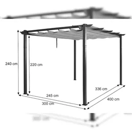 Mendler Aluminium Pergola HWC-N93 3 x 4 m Braun