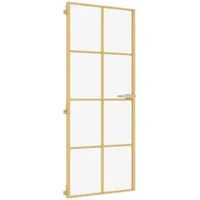 vidaXL Innentür Schlank Golden 83x201,5 cm Hartglas und Aluminium