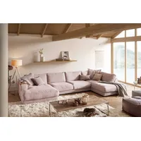 KAWOLA Wohnlandschaft U-Form Madeline Cord Longchair links rosa