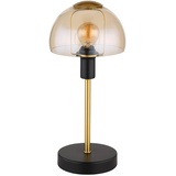 GLOBO Tischlampe Leseleuchte Lampe Tischleuchte Glas goldfarben Touch Schlafzimmer, Metall schwarz, 1x E14 Fassung, DxH 15x32 cm