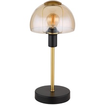 GLOBO Tischlampe Leseleuchte Lampe Tischleuchte Glas goldfarben Touch Schlafzimmer, Metall schwarz, 1x E14 Fassung, DxH 15x32 cm