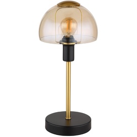 GLOBO Tischlampe Leseleuchte Lampe Tischleuchte Glas goldfarben Touch Schlafzimmer, Metall schwarz, 1x E14 Fassung, DxH 15x32 cm