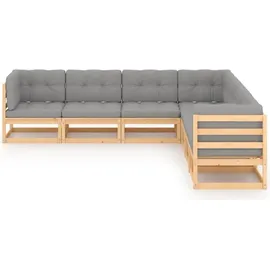 vidaXL Garten-Lounge-Set 7-tlg. Kiefer grau