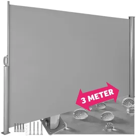 Tectake Aluminium Seitenmarkise 200 x 300 cm grau