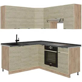 Vicco Winkelküche Fame-Line L-Form 160 x 190 cm Braun
