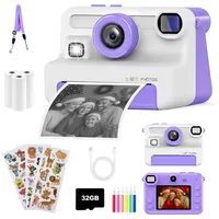 FOSMET Kinderkamera Sofortbildkamera,1080P 2,4" Display Digitalkamera Kinder Kinderkamera (30 MP, 8x opt. Zoom, inkl. Lustige Kinderspielzeug Geschenke für Jungen & Mädchen von 3-12 Jahren, 30MP Sofortbildkamera Kinder mit 32GB Karte & 3 Rollen Druckpapier) lila