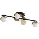 LUCANDE LED-Deckenlampe Pallo, 4-flg., schwarz/gold, Glas