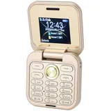 Tosuny 2G Klapphandy, Faltbares Mi NI Handy mit Dual Nano SIM, 1,77 Zoll Display, HD Rückkamera, UKW Radio, LED Taschenlampe, Kleinstes Klapphandy für Senioren (Golden)