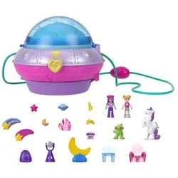 MATTEL HCG25 Polly Pocket Doppelspaß Prinzessinnen-Ufo Schatulle