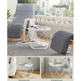 VASAGLE Beistelltisch, 2er Set abnehmbare Tischplatte, schneeweiß-wolkenweiß