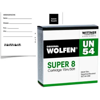 Wolfen original WOLFEN B+W Negativ Film SUPER 8 ISO 64-200 mit Entwicklung + Scan