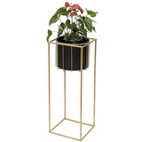 DanDiBo Ambiente DanDiBo Blumenhocker mit Topf Metall Gold Schwarz Eckig L 70 cm Blumenständer 96035 Blumensäule Modern Pflanzenständer Pflanzenhocker