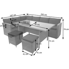 Mendler Lounge-Set Polyrattan 4-tlg.hellgrau/creme