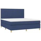 vidaXL Boxspringbett mit Matratze & LED Blau 160x200 cm Stoff