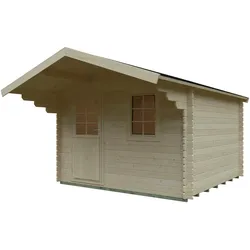 Gartenhaus KIEHN-HOLZ "Burgberg 1", beige (naturbelassen), Fußboden im Gartenhaus, ohne Dacheindeckung, Holz, Gartenhä