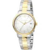 Esprit Kaya Ladies Silver Gold Uhr Damenuhr Edelstahl Datum bicolor ES1L181M0115