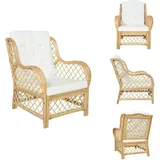 Vidaxl - Sessel mit Kissen Natürliches Rattan und Leinen - Ratansessel - Wohnzimmersofa - Sitzgelegenheit - Gartenstuhl - Lounge Chair