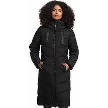 Navahoo Damen Winterjacke (XS-3XL) - Wasserabweisend, zum Teil mit Teddyfell, 4 Taschen, Steppmantel mit Kapuze, Warme Jacke Frauen - N009 (XS, Schwarz) - XS