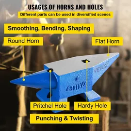 Vevor Schmiede Amboss 10KG Schmiede Zubehör Amboss Werkzeuge geschmiedeter Stahl mit rundem und quadratischem Loch robust,