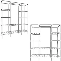 Breiter XXL Kleiderschrank Metall Regal Kleiderstange 178x148x44,5cm Faltschrank