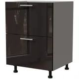 Feldmann-Wohnen Auszugsunterschrank Essen (D2A/60/1A, 2 Schubladen + Innenschublade, HETTICH InnoTech Atira, 1-St., moderne Optik, lackierte Fronten) 60x50x82cm grau - schwarz Hochglanz (ES-D2A/60/1A) schwarz