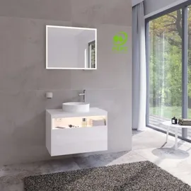 Keuco Stageline Waschtisch-Unterschrank 32865300100 80 x 55 x 49 cm, Dekor weiß, Glas weiß klar, mit Elektrik, Hahnlochbohrung rechts