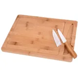 Gräwe Bambus Schneidebrett Set mit Keramikmesser, 2-teilig, Küchenbrett aus Bambus