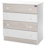 Lorelli Kommode Dresser 81 x 50 x 86 cm, 4 große Schubladen, schnelle Montage grau weiß