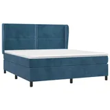 vidaXL Boxspringbett mit Matratze Dunkelblau 160x200 cm Samt