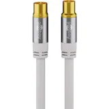 goobay 70317 TV-Antennenkabel, Koax-Buchse auf Koax-Stecker, 4-fach geschirmt, (135 dB typ), 4x m, weiß,